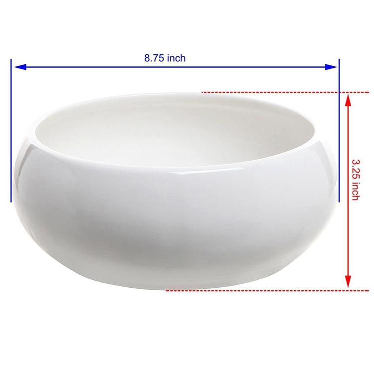 8.75 Inch Decorative Round Ceramic Planter, White - MyGift Enterprise LLC