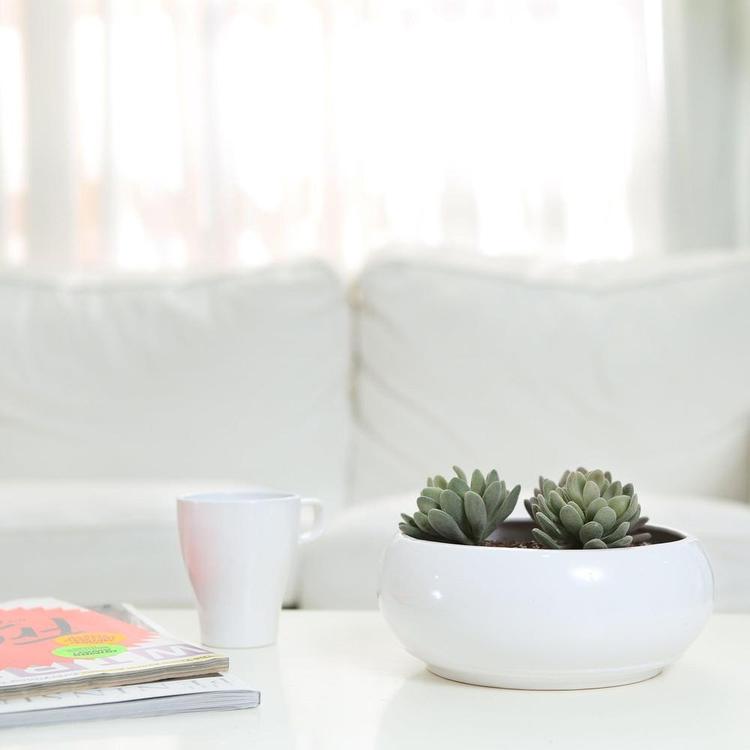 8.75 Inch Decorative Round Ceramic Planter, White - MyGift Enterprise LLC