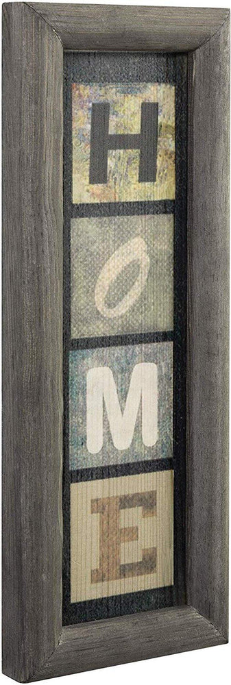 Decorative Wood Plaque with Vintage Gray Frame HOME - MyGift