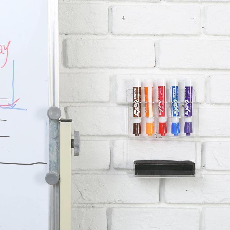 Deluxe Clear Acrylic Wall Mounted Dry Erase Marker & Eraser Rack - MyGift