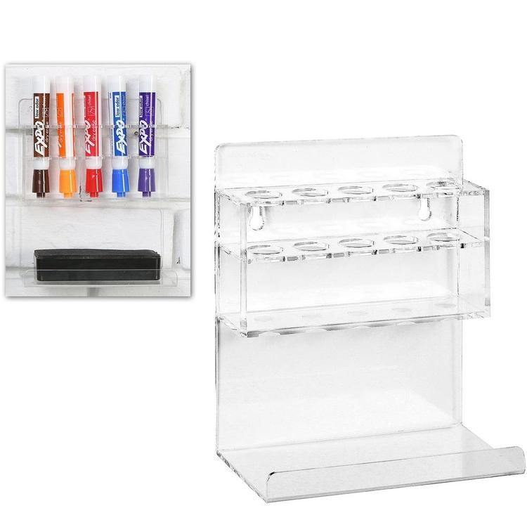 Deluxe Clear Acrylic Wall Mounted Dry Erase Marker & Eraser Rack - MyGift