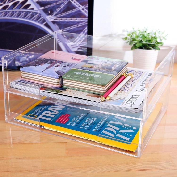 Deluxe Stacking Clear Acrylic Desktop Document Paper Trays, Set of 2 - MyGift Enterprise LLC