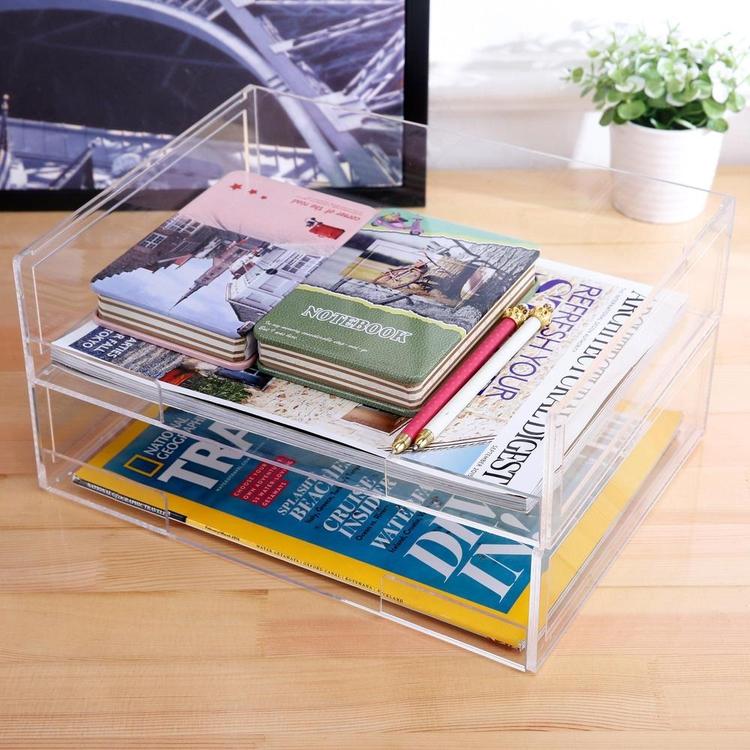 Deluxe Stacking Clear Acrylic Desktop Document Paper Trays, Set of 2 - MyGift Enterprise LLC