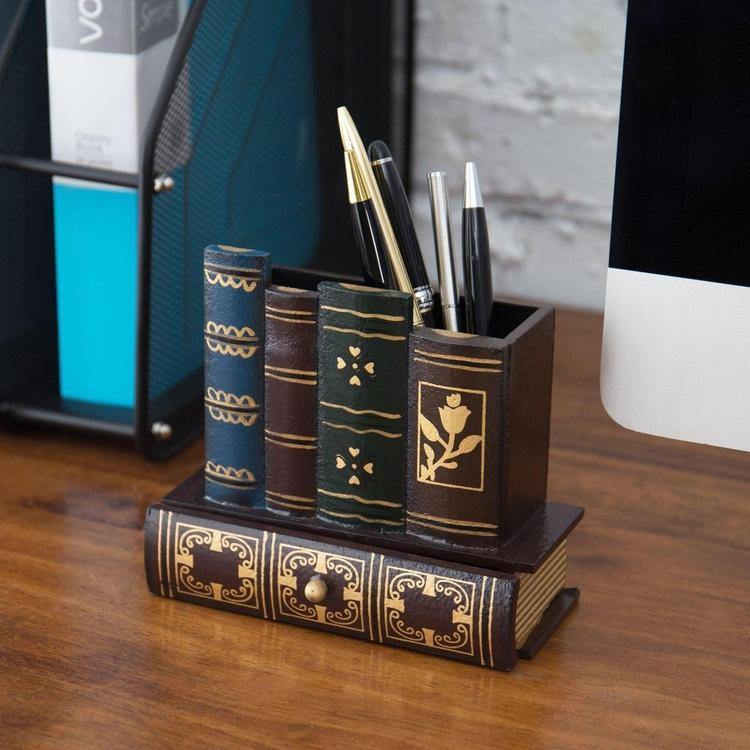 Desktop Office Caddy Antique Book Design Organizer - MyGift