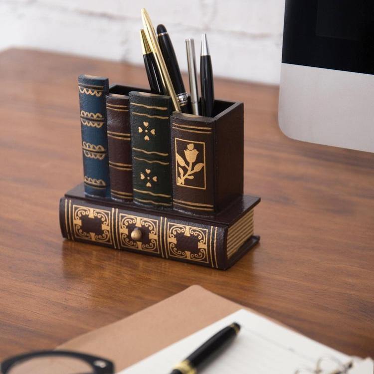 Desktop Office Caddy Antique Book Design Organizer - MyGift