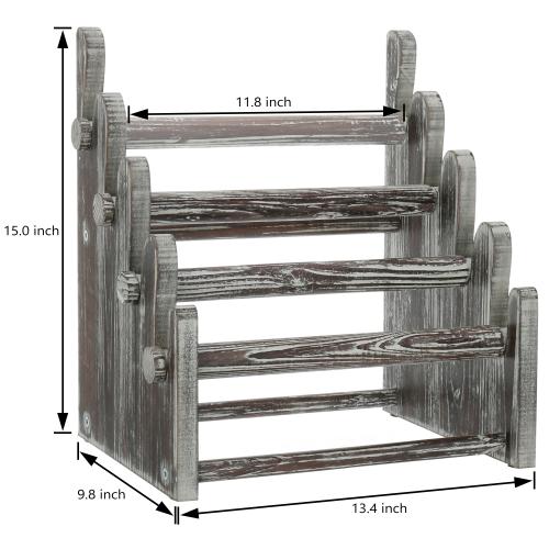 4-Tier Rustic Wood Jewelry Display Rack-MyGift