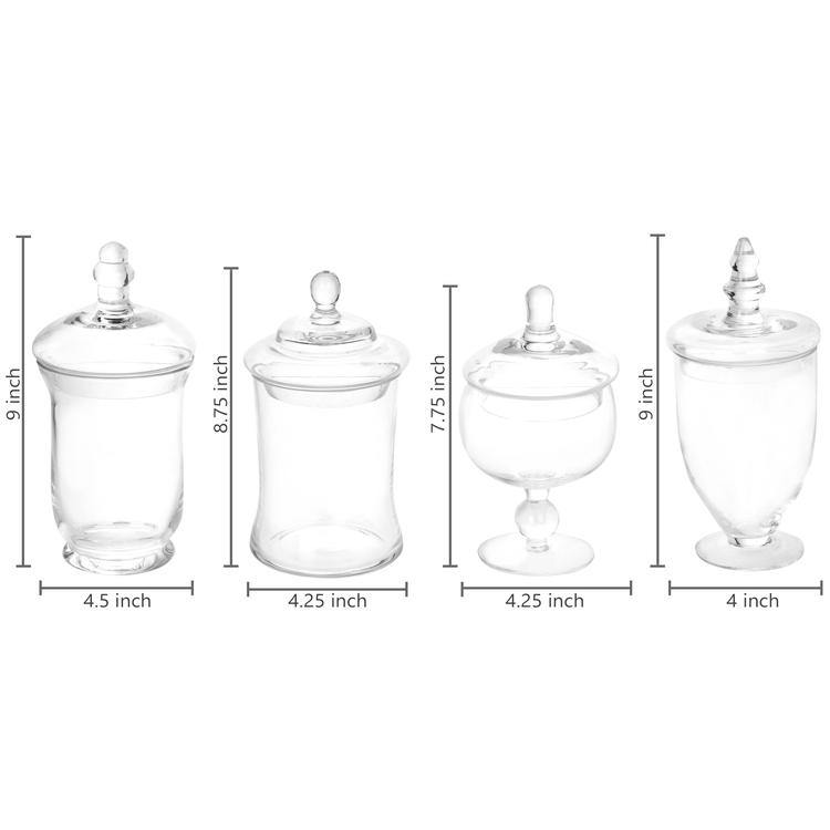 Small Clear Glass Apothecary Jars, Set of 4 - MyGift