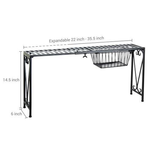 Black Metal Expandable Over-The-Sink Rack w/Pull-Out Drawer - MyGift