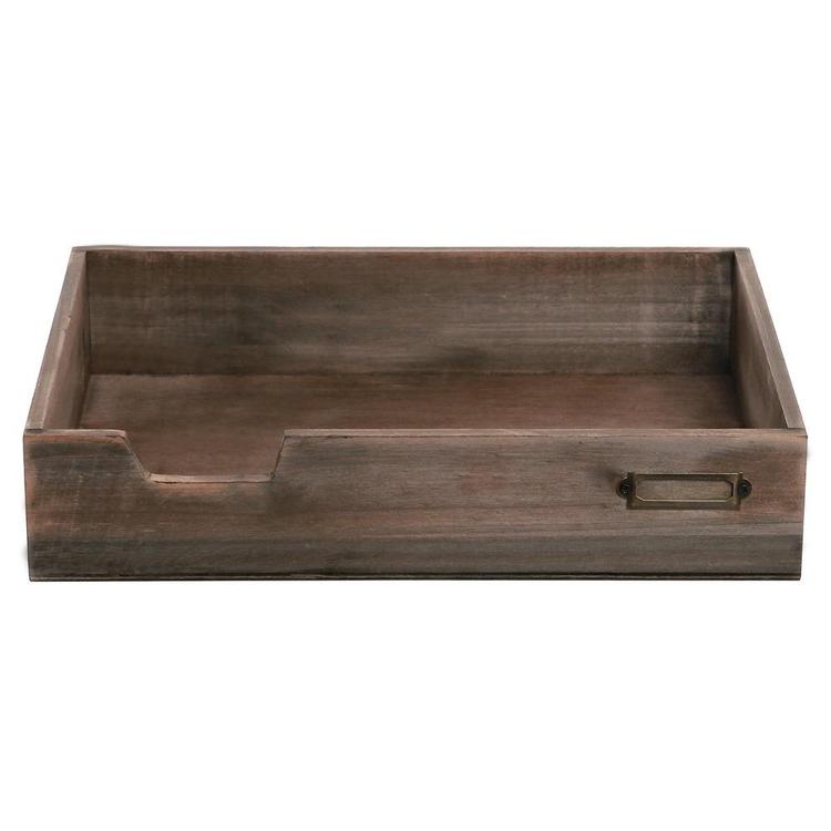 Distressed Brown Vintage Wood Office Desktop Paper, File, Folder, Magazine Tray - MyGift Enterprise LLC