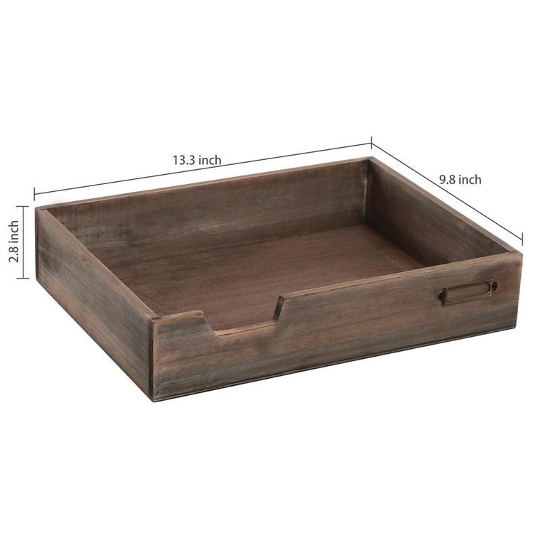 Distressed Brown Vintage Wood Office Desktop Paper, File, Folder, Magazine Tray - MyGift Enterprise LLC