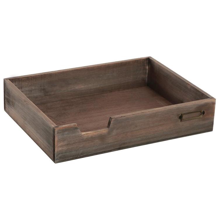 Distressed Brown Vintage Wood Office Desktop Paper, File, Folder, Magazine Tray - MyGift Enterprise LLC