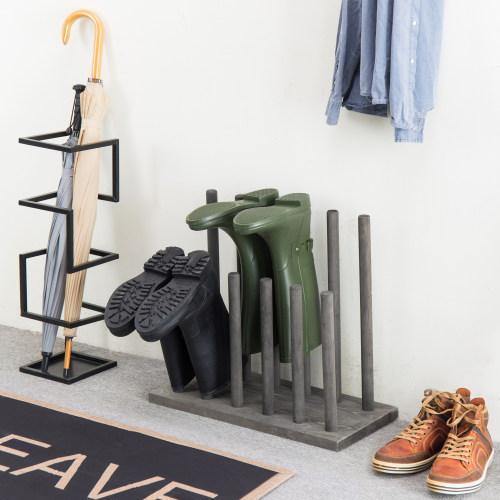 Distressed Gray Wood 6-Pair Boot Storage Rack - MyGift