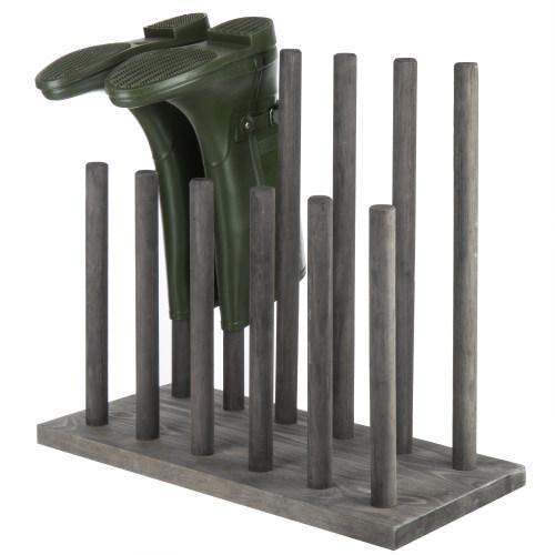 Distressed Gray Wood 6-Pair Boot Storage Rack - MyGift