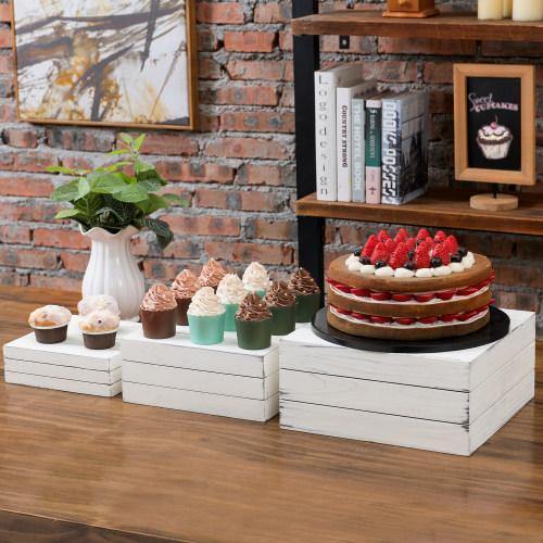 Distressed White Wood Nesting Crate Display Stands, Set of 3 - MyGift