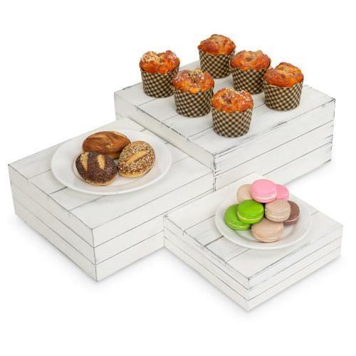 Distressed White Wood Nesting Crate Display Stands, Set of 3 - MyGift