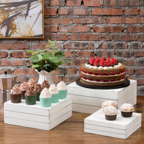 Distressed White Wood Nesting Crate Display Stands, Set of 3 - MyGift