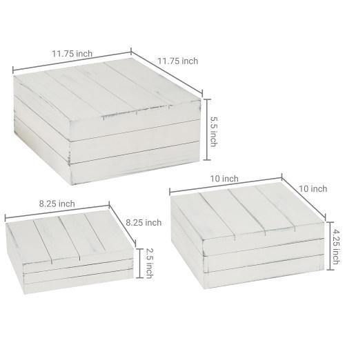 Distressed White Wood Nesting Crate Display Stands, Set of 3 - MyGift