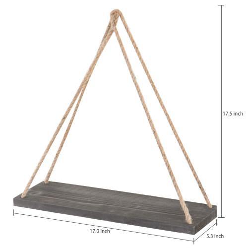 Distressed Wood Hanging Shelves, Set of 2, Grey - MyGift