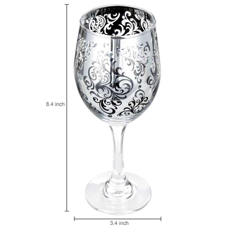 Etched Glass Holiday Wine Glasses, Set of 4