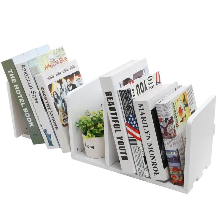 Expandable Wood Desktop Bookshelf, White - MyGift Enterprise LLC