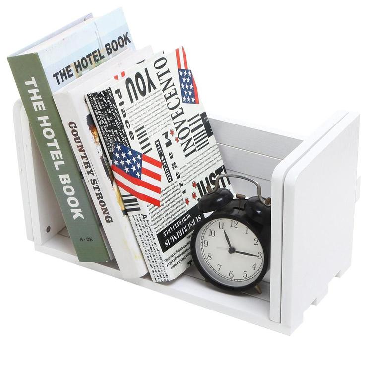 Expandable Wood Desktop Bookshelf, White - MyGift Enterprise LLC