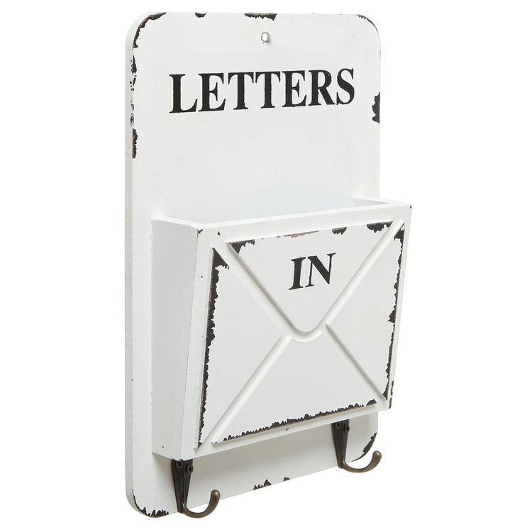 Farmhouse Style White Wood Wall Mounted Mail Sorter - MyGift