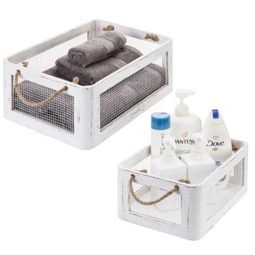 Farmhouse White Wood Storage Crates