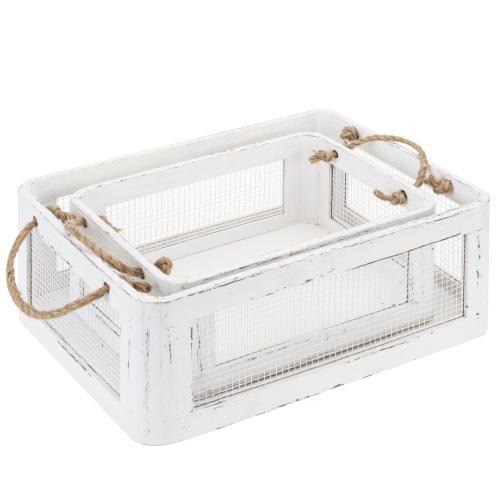 Farmhouse White Wood Storage Crates