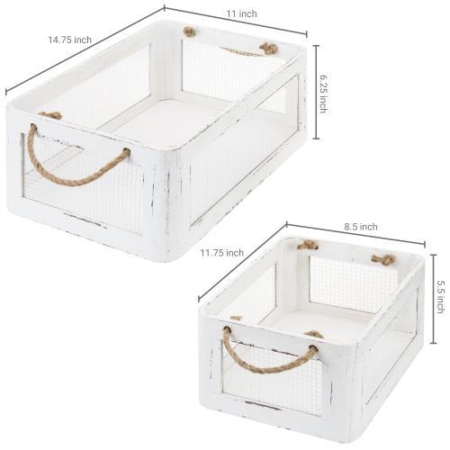 Farmhouse White Wood Storage Crates
