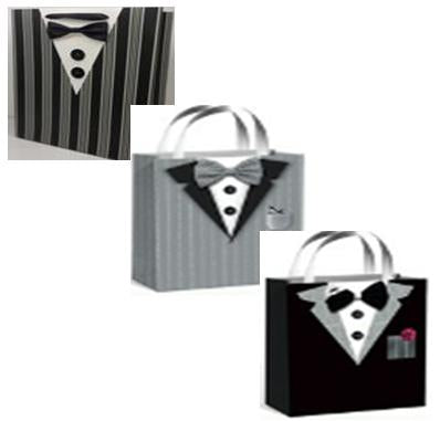 Father's Day Gift Bags / Wedding Groomsmen,  or Anniversar Tuxedo Gift Bags and Tissues (Set of 3)  - MyGift Enterprise LLC