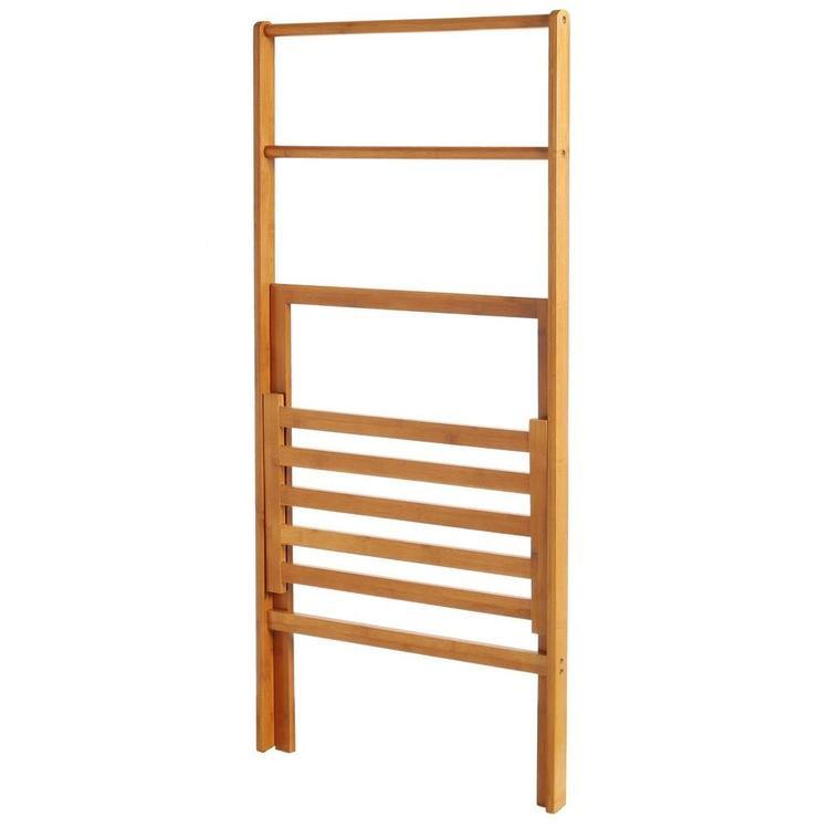 Freestanding Bamboo Towel Stand with Shelf, Natural Brown - MyGift
