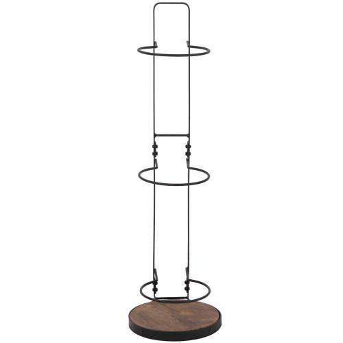 Freestanding Burnt Wood & Black Metal Wire Ball Rack - MyGift