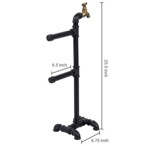 Freestanding Industrial Pipe & Faucet Toilet Paper Holder, Black