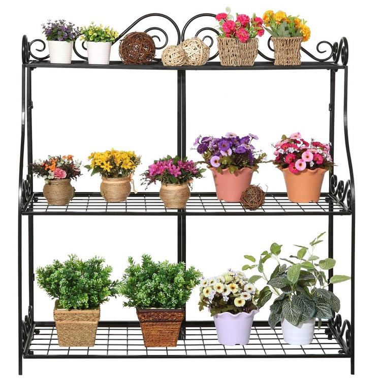Freestanding Metal Scrollwork 3 Tier Bathroom & Kitchen Storage Rack, Black - MyGift Enterprise LLC