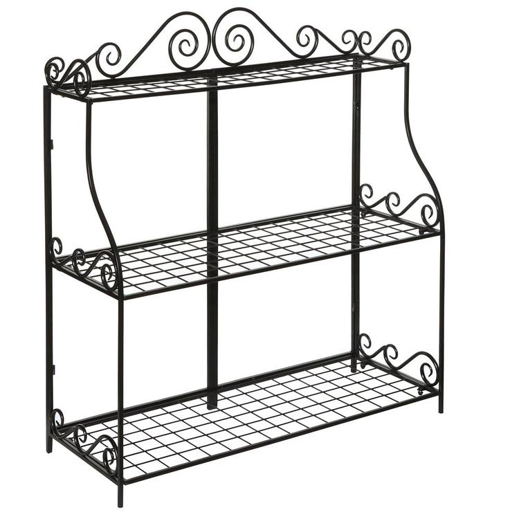 Freestanding Metal Scrollwork 3 Tier Bathroom & Kitchen Storage Rack, Black - MyGift Enterprise LLC