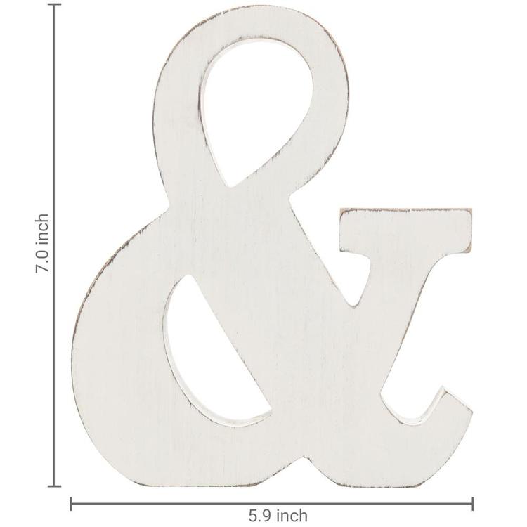 Vintage White Wood Ampersand Wall Decor / Freestanding Monogram - MyGift Enterprise LLC