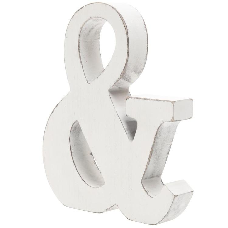 Vintage White Wood Ampersand Wall Decor / Freestanding Monogram - MyGift Enterprise LLC