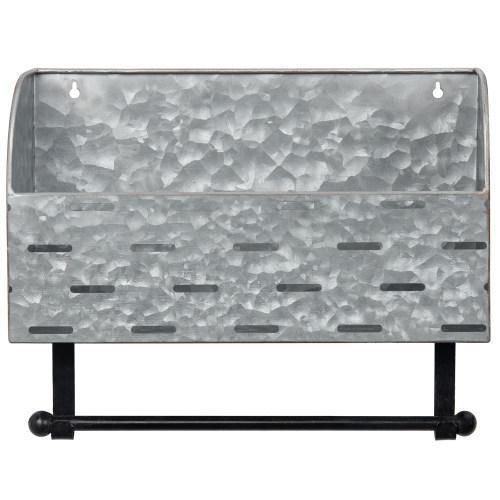 Galvanized Metal Double Roll Toilet Paper Rack with Magazine Basket - MyGift