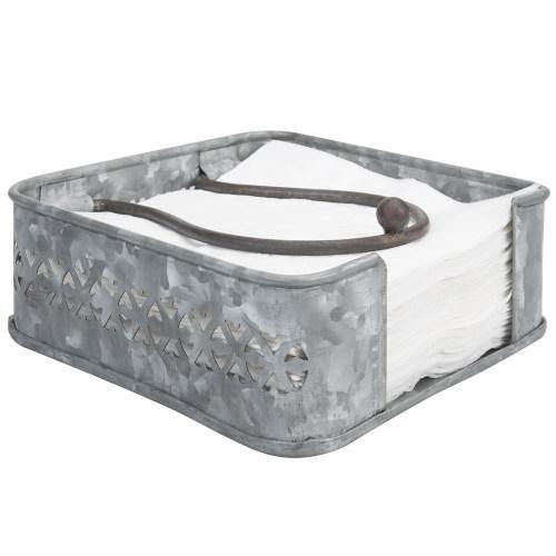 Galvanized Silver Metal Napkin Holder with Weighted Arm - MyGift