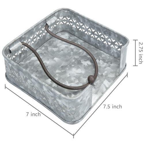 Galvanized Silver Metal Napkin Holder with Weighted Arm - MyGift