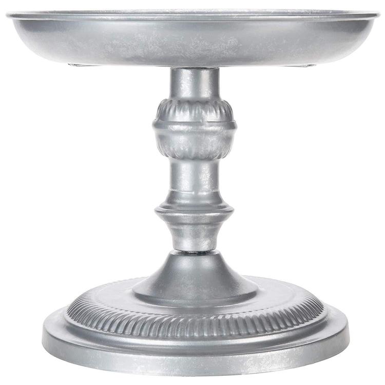 Galvanized Silver Metal Pedestal Display Stand
