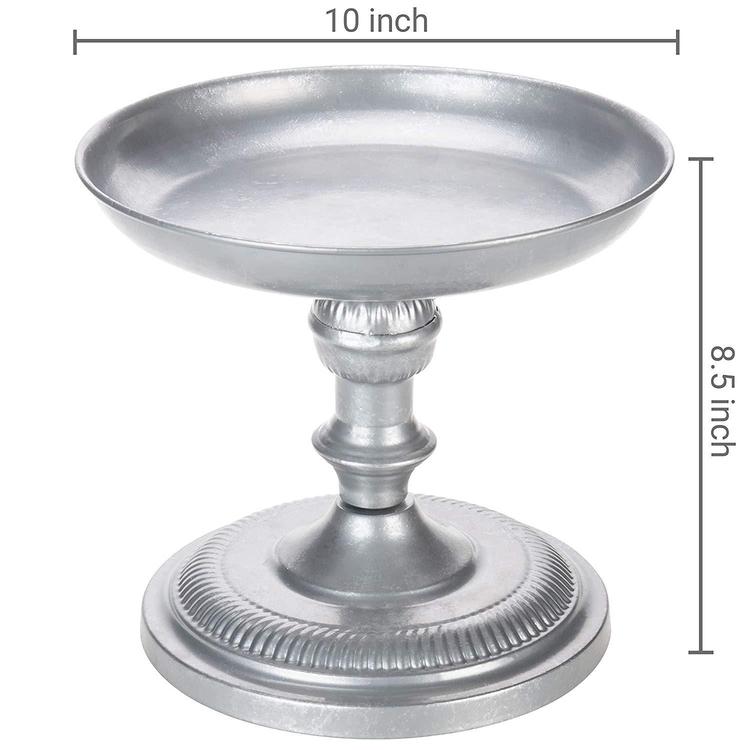 Galvanized Silver Metal Pedestal Display Stand