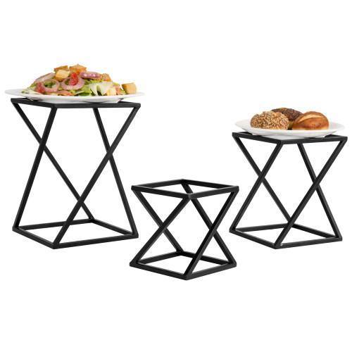 Geometric Matte Black Metal Pizza Display Riser Stands, Set of 3 – MyGift
