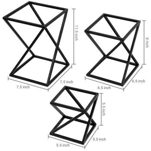 Geometric Matte Black Metal Pizza Display Riser Stands, Set of 3 - MyGift