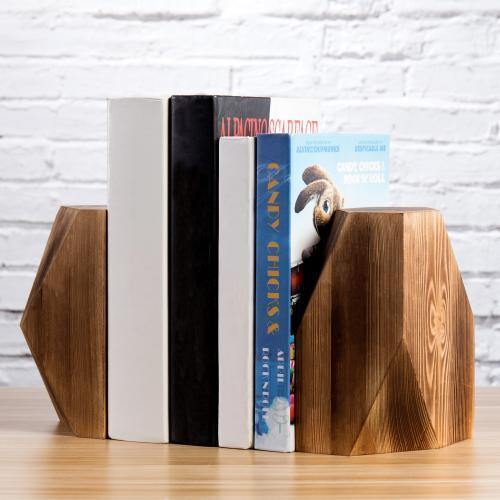 Geometric Style Wood Bookends - MyGift