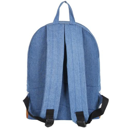 Girls Dark Blue Denim Backpack with Lace Overlay & Faux Suede