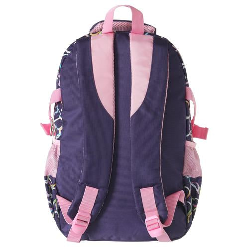 Girls' School Backpack, Purple w/ Rainbow Hearts Design, 18-Inch