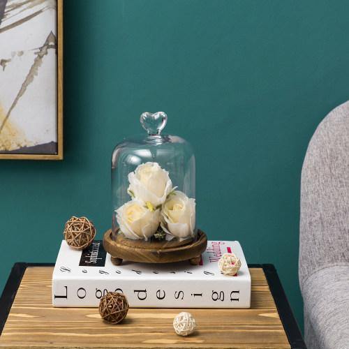 Glass Dome with Heart Handle & Brown Wooden Base - MyGift