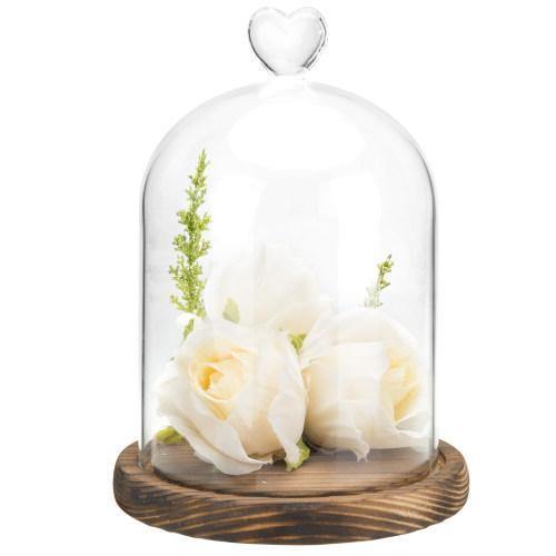 Glass Dome with Heart Handle & Dark Brown Wooden Base - MyGift