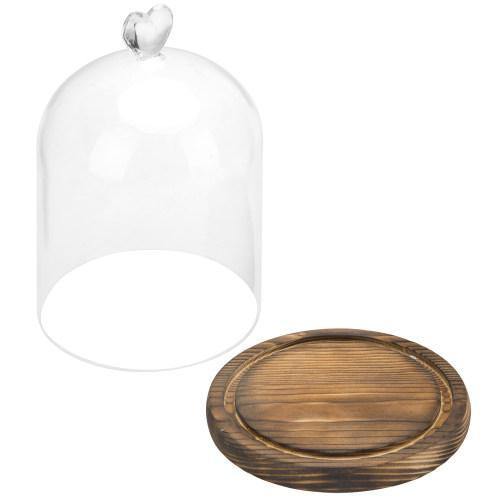 Glass Dome with Heart Handle & Dark Brown Wooden Base - MyGift